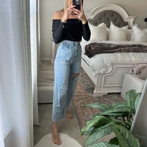 Paper Bag Wide Leg Jeans